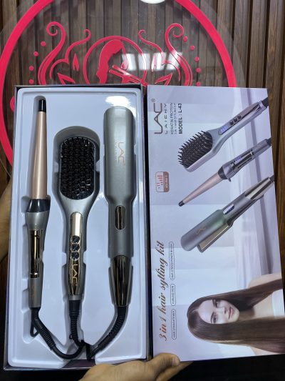 Lac 3in1 styling kit( straightener, curling wand, hot hair brush) 950f
